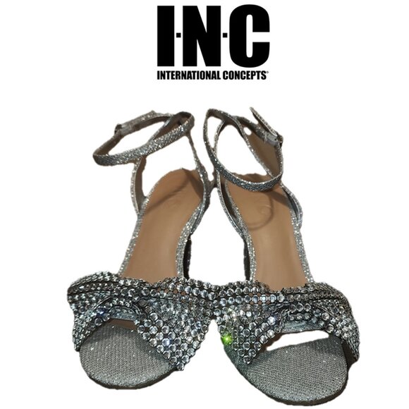 I.N.C. INTERNATIONAL CONCEPTS WOMENS NEMMZI BOW DRESS SANDALS NWT SILVER… - Picture 1 of 12